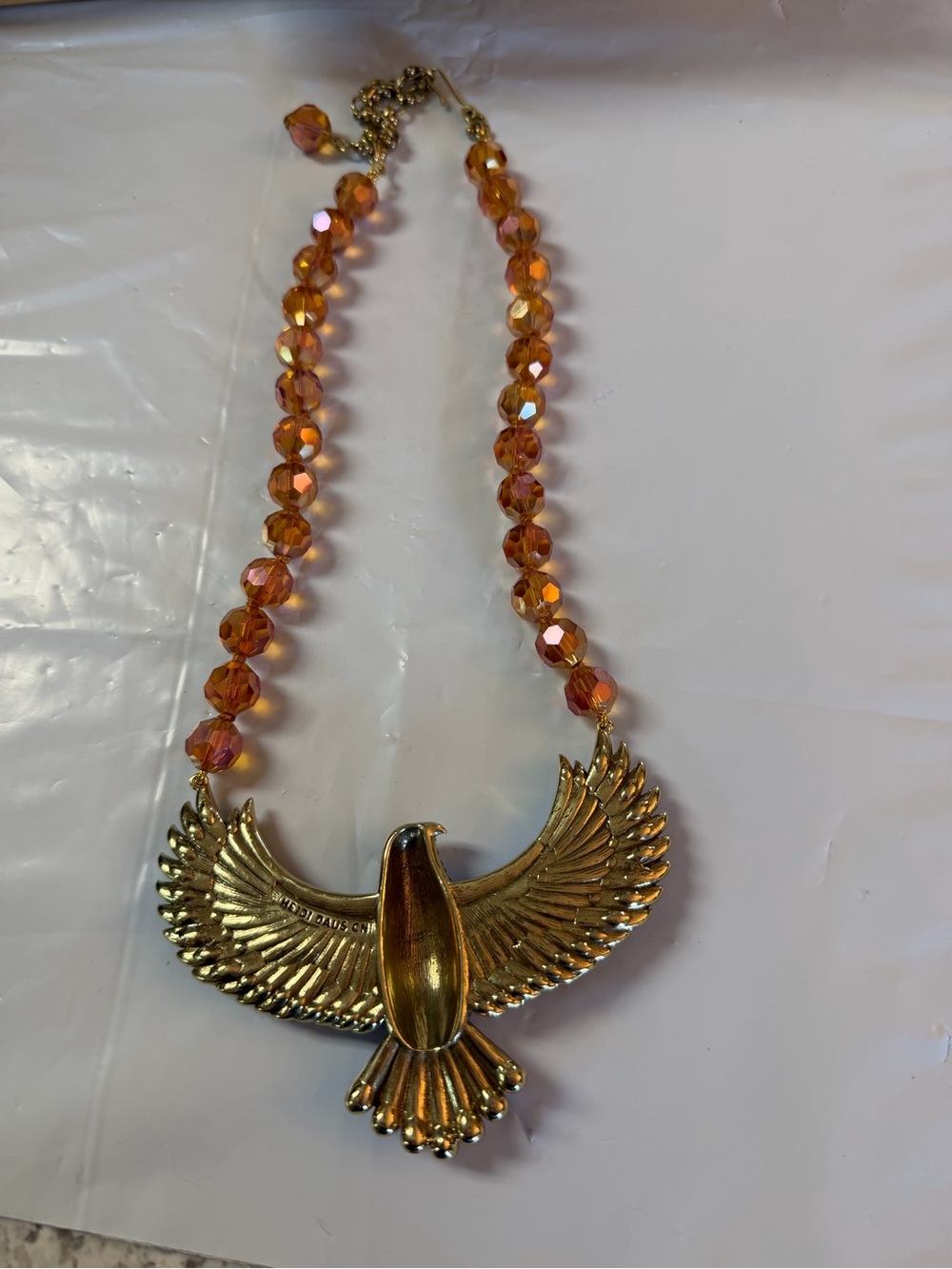 Heidi Daus Gold-Tone Amber and Iridescent Crystal Eagle Necklace - Picture 3 of 6
